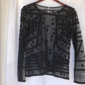 Free People black, sheer, and embroidered shirt